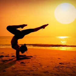 woman-making-pine-beach-sunset